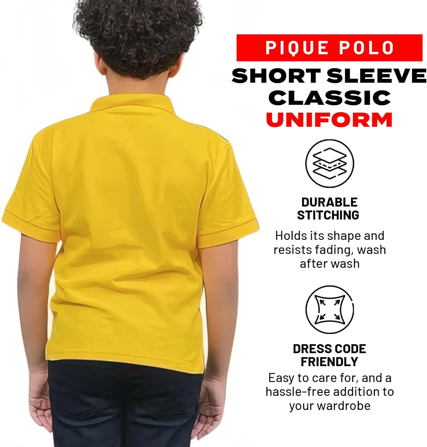 Access Unisex Short Sleeve School Uniform Pique Kids Polo Shirts, Made from 100% Cotton, Durable Polo Shirts for Boys & Girls