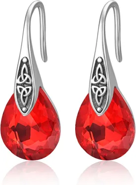 AENEAS Mothers Day Gifts for Mom Celtic Knot Birthstone Dangle Earrings 925 Sterling Silver Teardrop Birthstone Earrings Celtic Knot Design Jewelry Gifts for Women