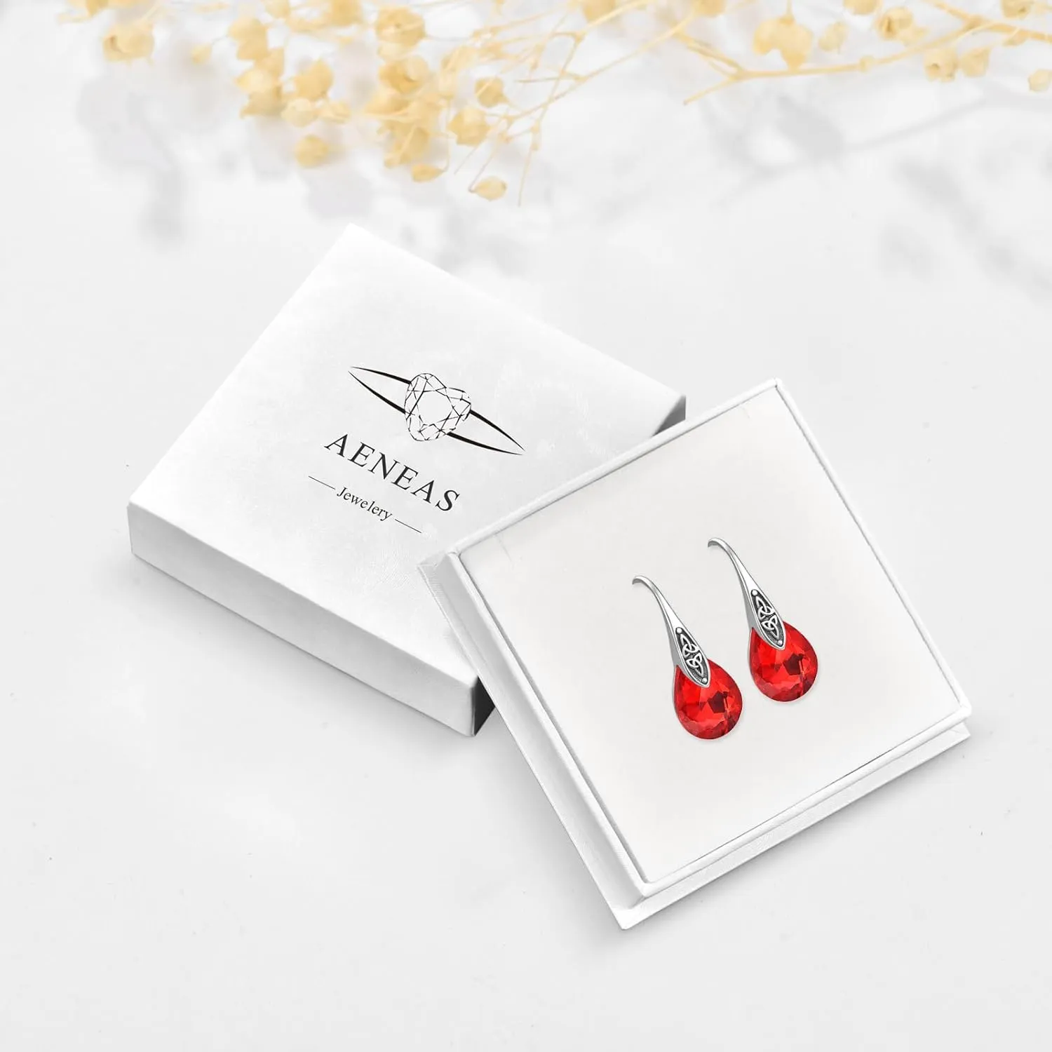 AENEAS Mothers Day Gifts for Mom Celtic Knot Birthstone Dangle Earrings 925 Sterling Silver Teardrop Birthstone Earrings Celtic Knot Design Jewelry Gifts for Women