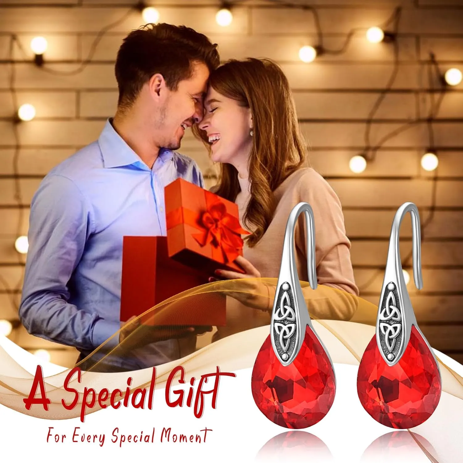 AENEAS Mothers Day Gifts for Mom Celtic Knot Birthstone Dangle Earrings 925 Sterling Silver Teardrop Birthstone Earrings Celtic Knot Design Jewelry Gifts for Women