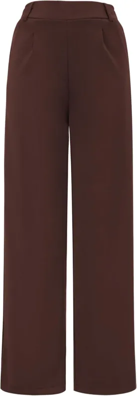 AFITNE Womens Wide Leg Work Pants High Waist Pull On Dress Pants Elastic Waistband Casual Slacks with Thick Fabric