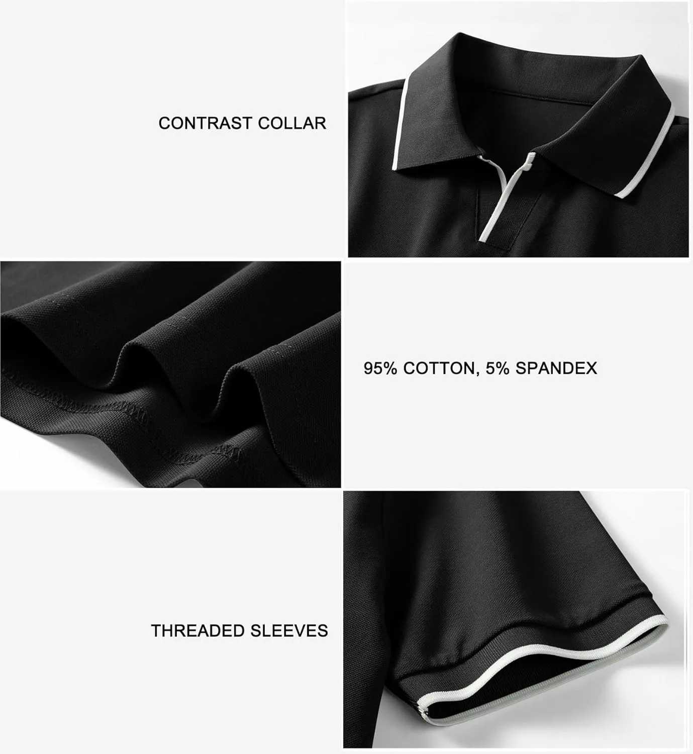 Aiyino Men's Muscle V Neck Polo Shirts Slim Fit Short Sleeve Cotton Golf T-Shirts Ribbed Knit Soft Tees