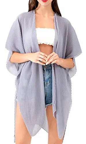 Belle Dame Women’s Sheer Chiffon Draped Kimono Loose Cardigan