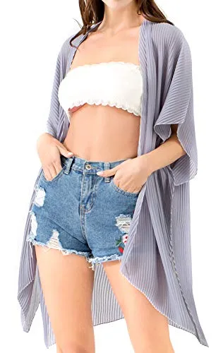 Belle Dame Women’s Sheer Chiffon Draped Kimono Loose Cardigan