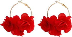 Bohemia Fabric Rose Flower Hoop Earrings For Women Girls,Colorful Floral Dangle Earrings Fashion Exaggerated Statement Earrings Y2K Aesthetics Summer Beach Earrings Gifts