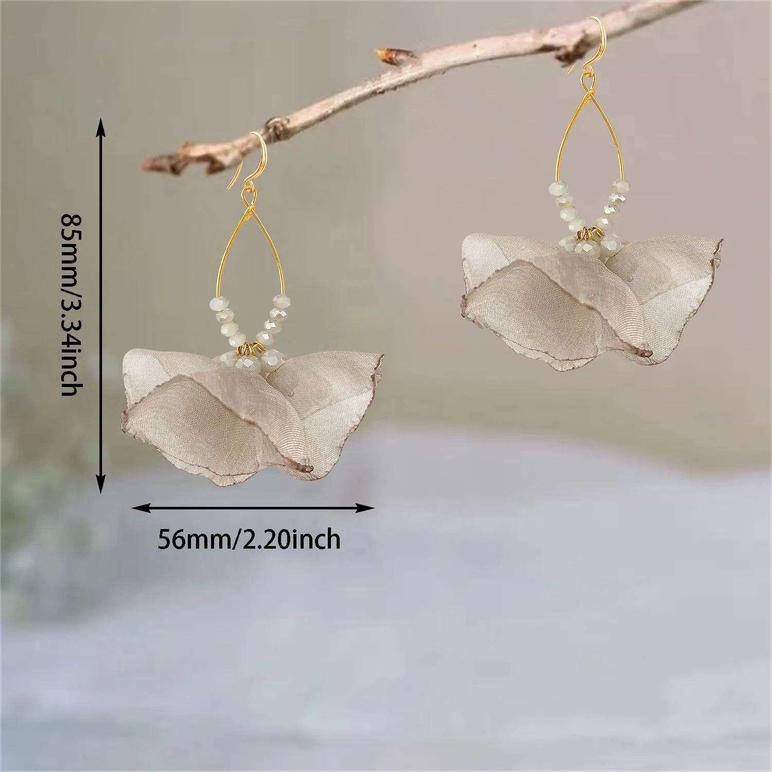 Bohemian Aesthetic Fabric Flower Geometry Hollow Lightweight Dangle Drop Earrings Unique Beaded Leaf Hook Earrings For Women Jewelry Gifts