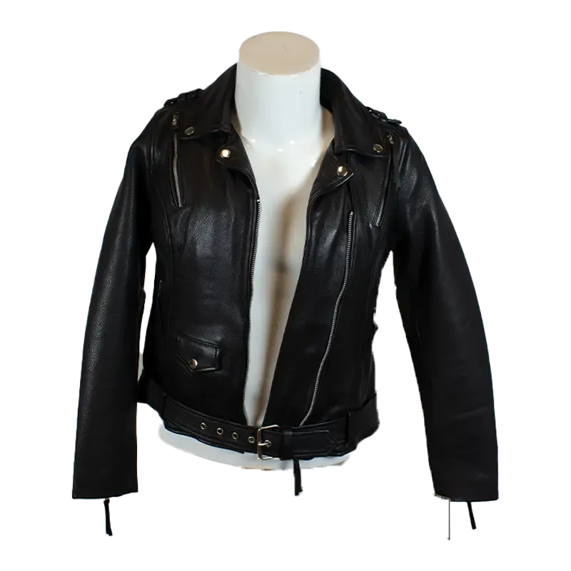 BOL Women's Leather Biker Jacket with Adjustable Belt