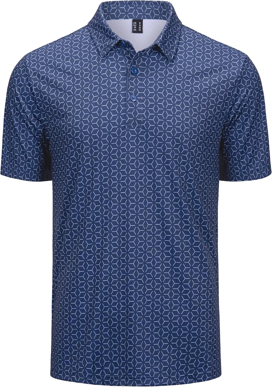Cotrasen Mens Polo Golf Shirts Moisture Wicking Performance T-Shirts Print Breathable Short Sleeve Polo Shirt for Men