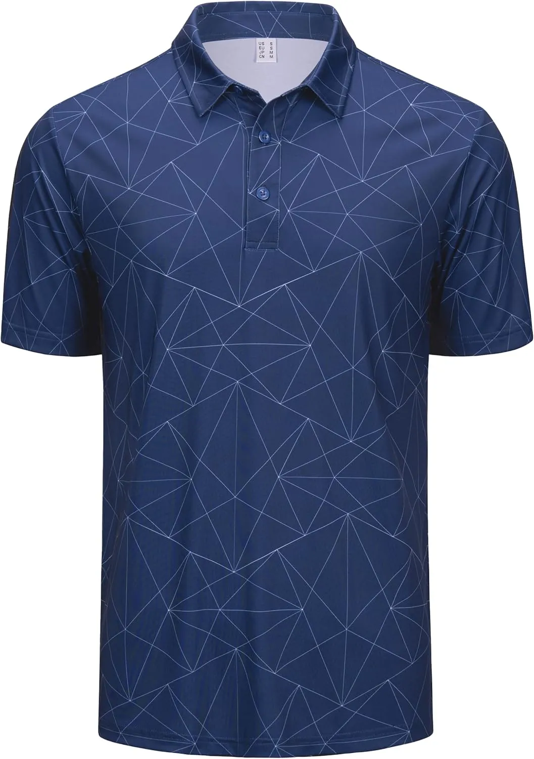 Cotrasen Mens Polo Golf Shirts Moisture Wicking Performance T-Shirts Print Breathable Short Sleeve Polo Shirt for Men
