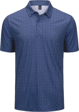 Cotrasen Mens Polo Golf Shirts Moisture Wicking Performance T-Shirts Print Breathable Short Sleeve Polo Shirt for Men