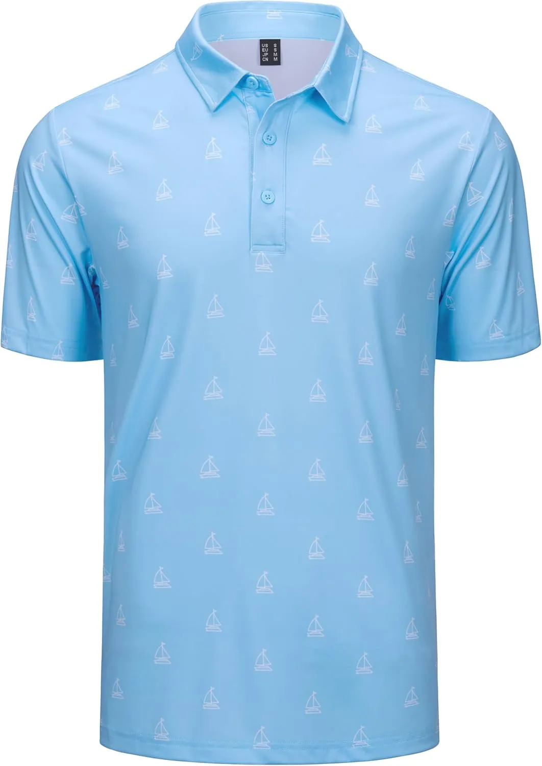 Cotrasen Mens Polo Golf Shirts Moisture Wicking Performance T-Shirts Print Breathable Short Sleeve Polo Shirt for Men