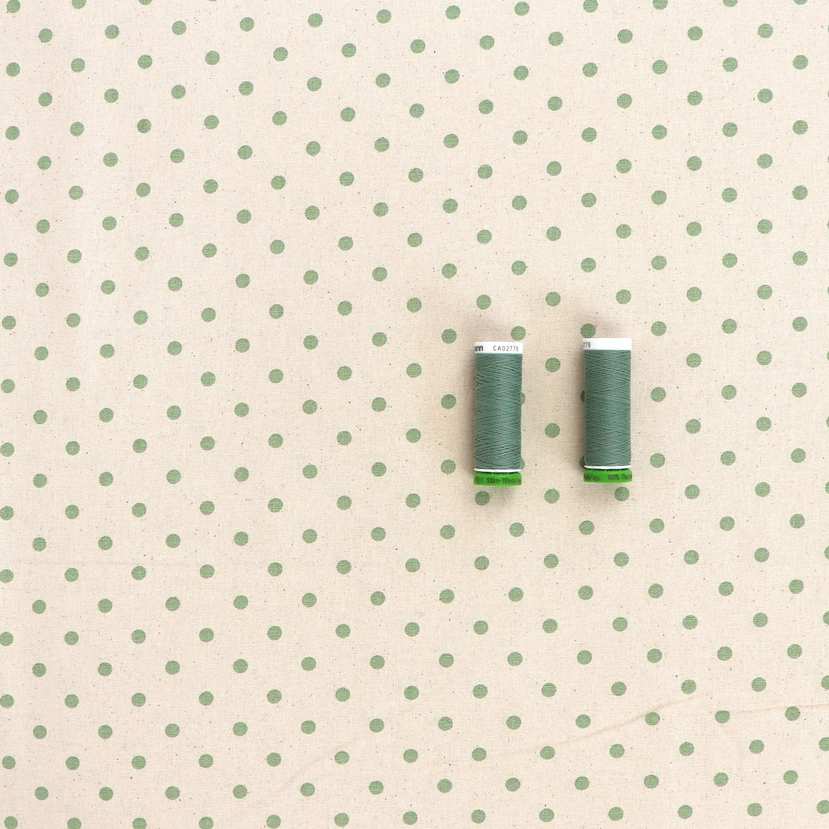 Cotton Shirting - Green Polka Dot