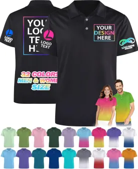 Custom Polo Shirt Personalized Men Women Polo Shirts Short Sleeve Design Your Own Text Logo Photo Name Front Back Print