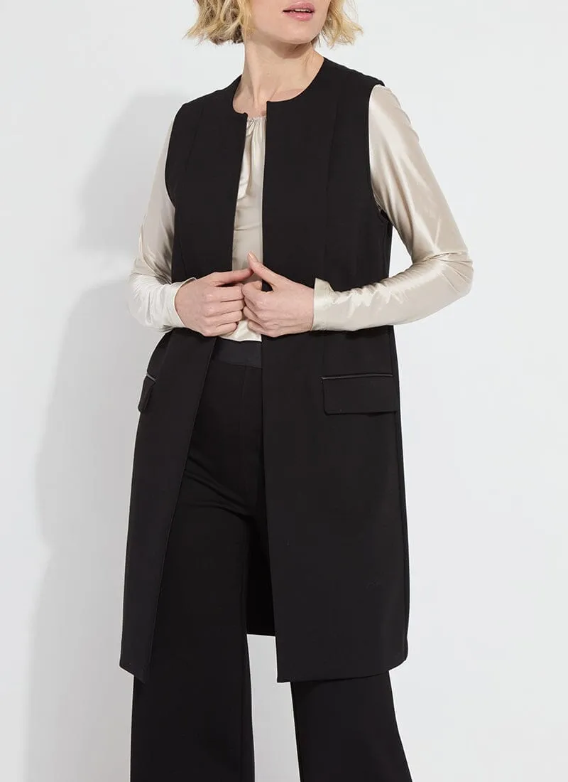 Denver Ponte Sleeveless Coat | Black