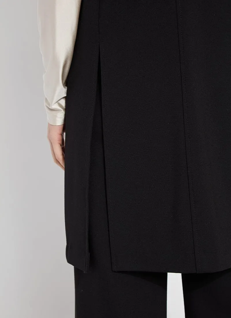 Denver Ponte Sleeveless Coat | Black