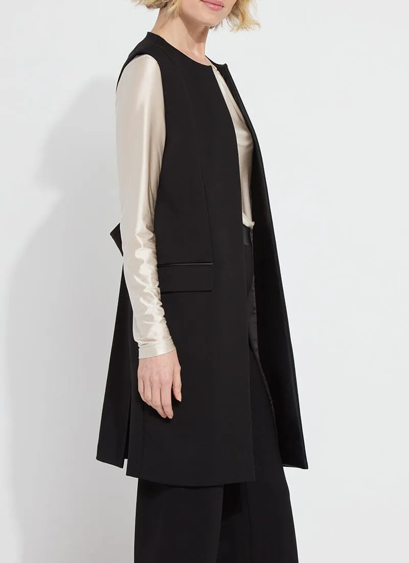 Denver Ponte Sleeveless Coat | Black