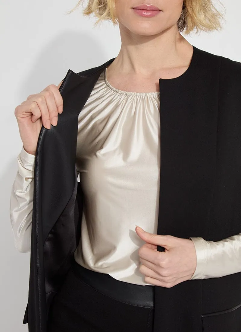 Denver Ponte Sleeveless Coat | Black