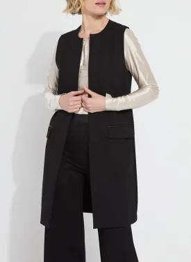 Denver Ponte Sleeveless Coat | Black