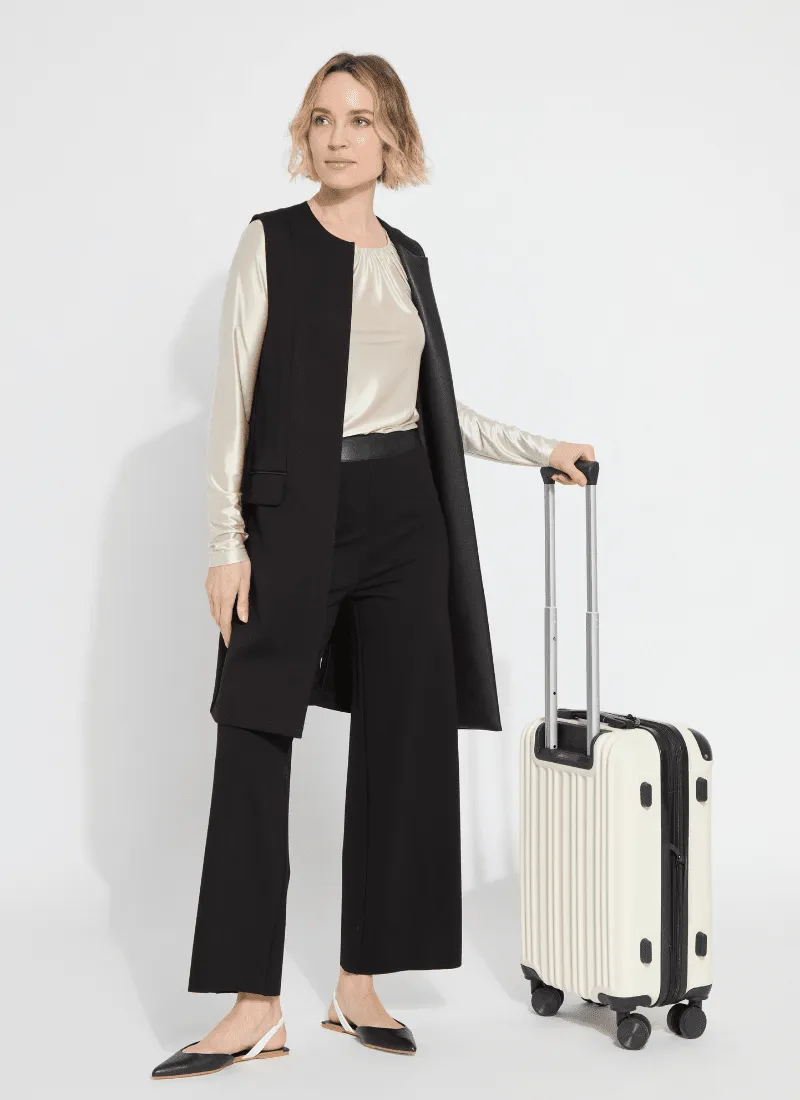 Denver Ponte Sleeveless Coat | Black