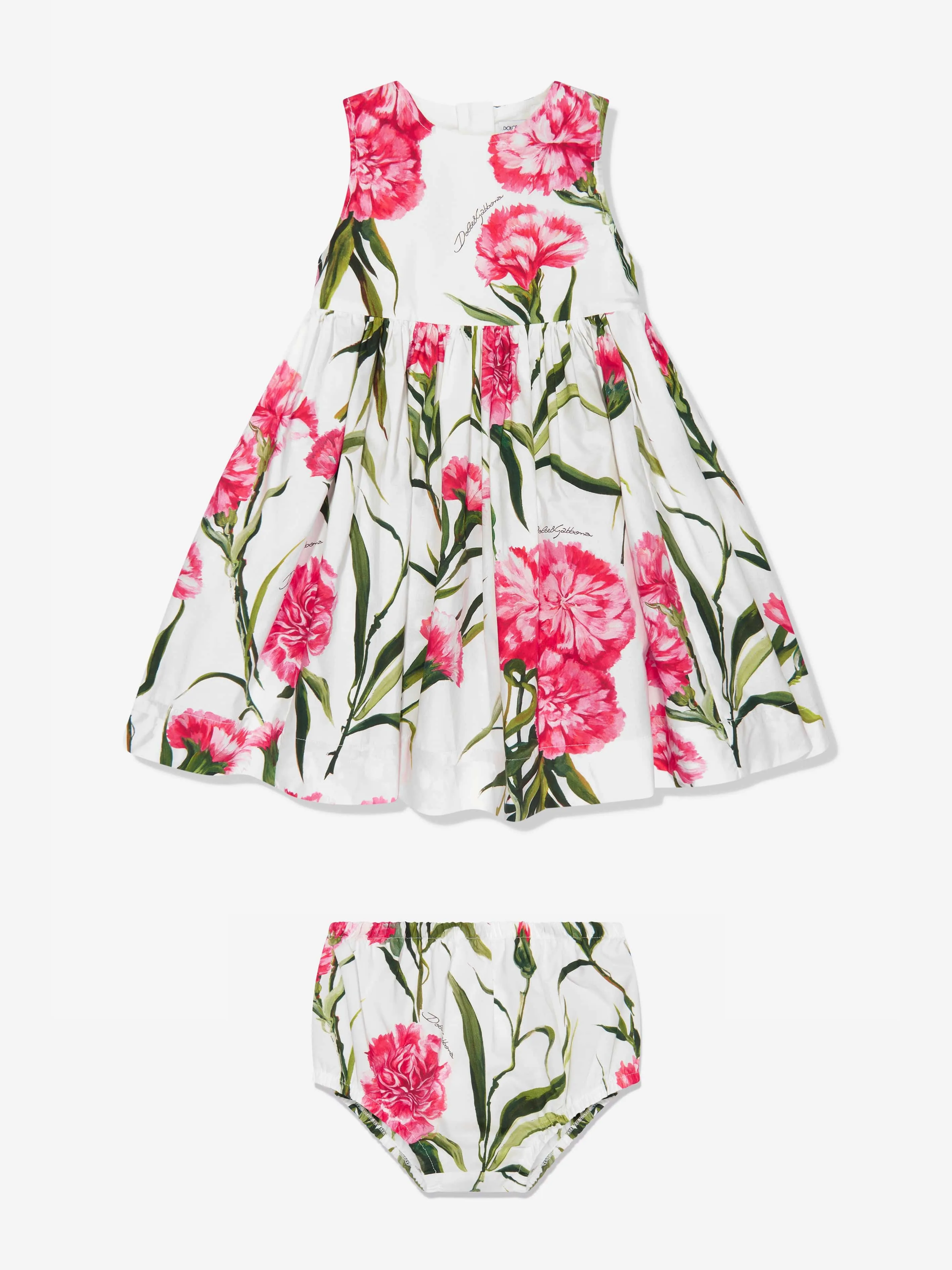 Dolce & Gabbana Baby Girls Sleeveless Carnation Dress in White
