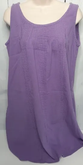 Dress-Short-Sleeveless With Pleats-Purple-Women's-S1202