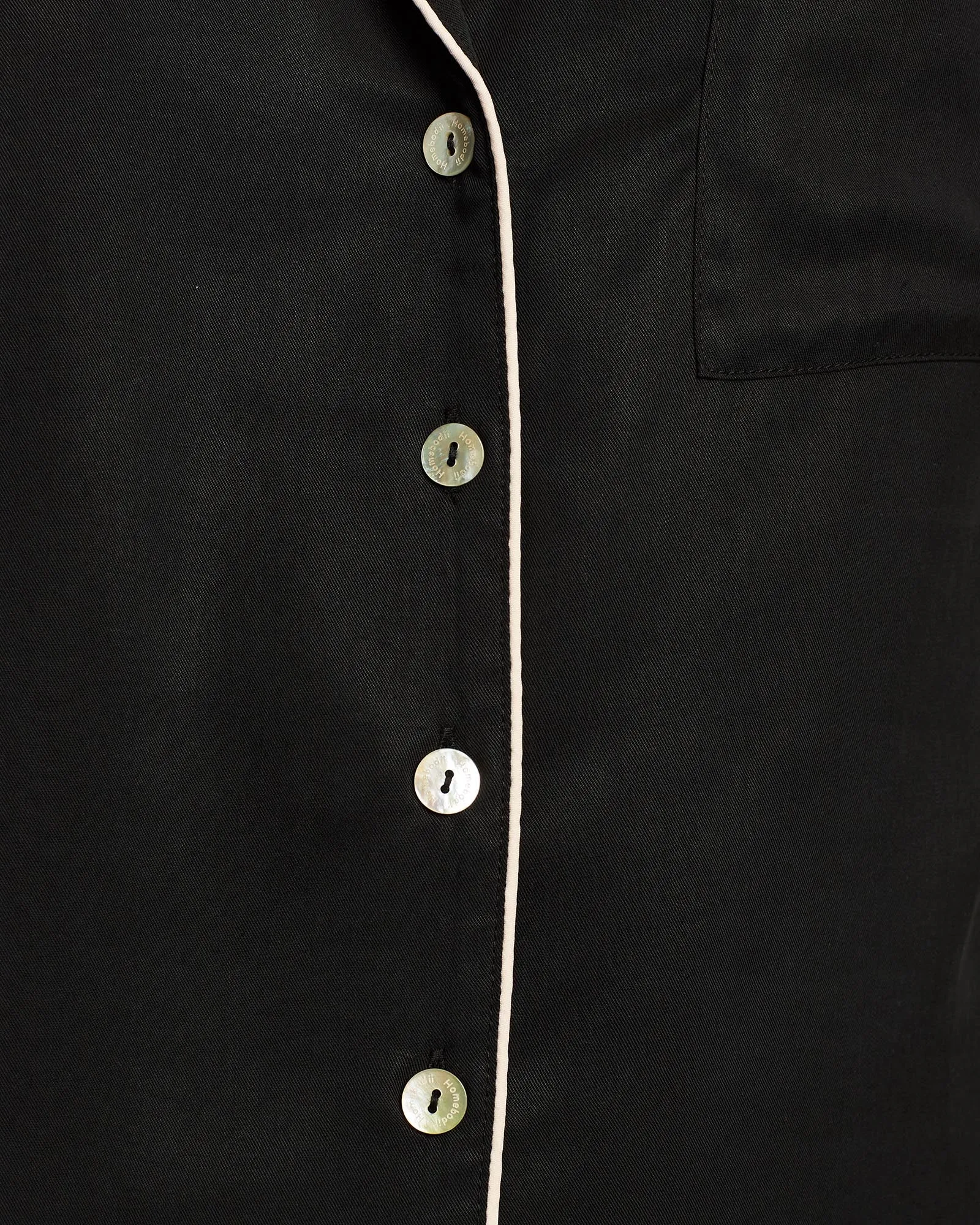 Eva Short Tencel™ Pyjama Set - Black with Blush Piping