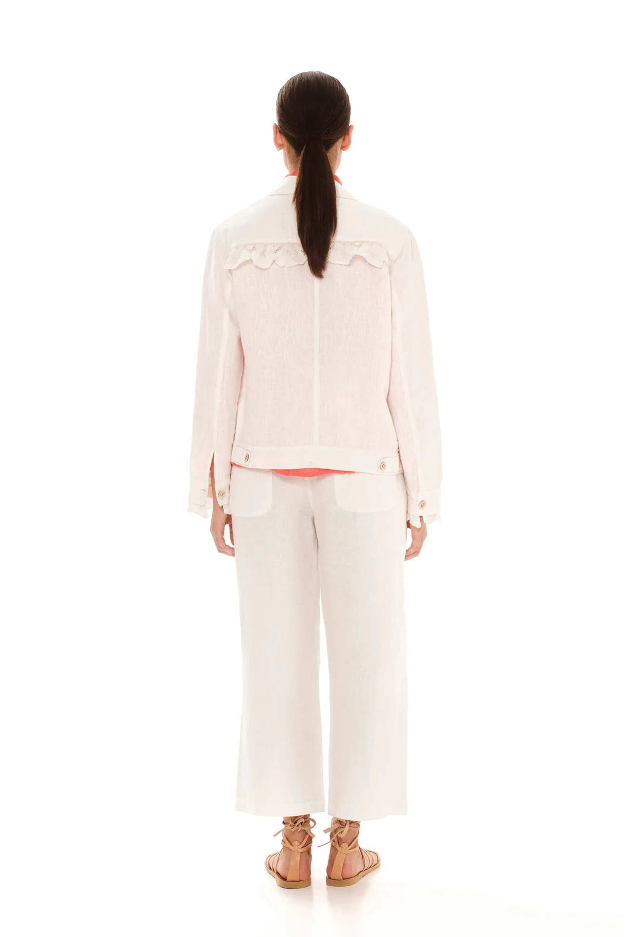 Flap Pocket Linen Jacket White