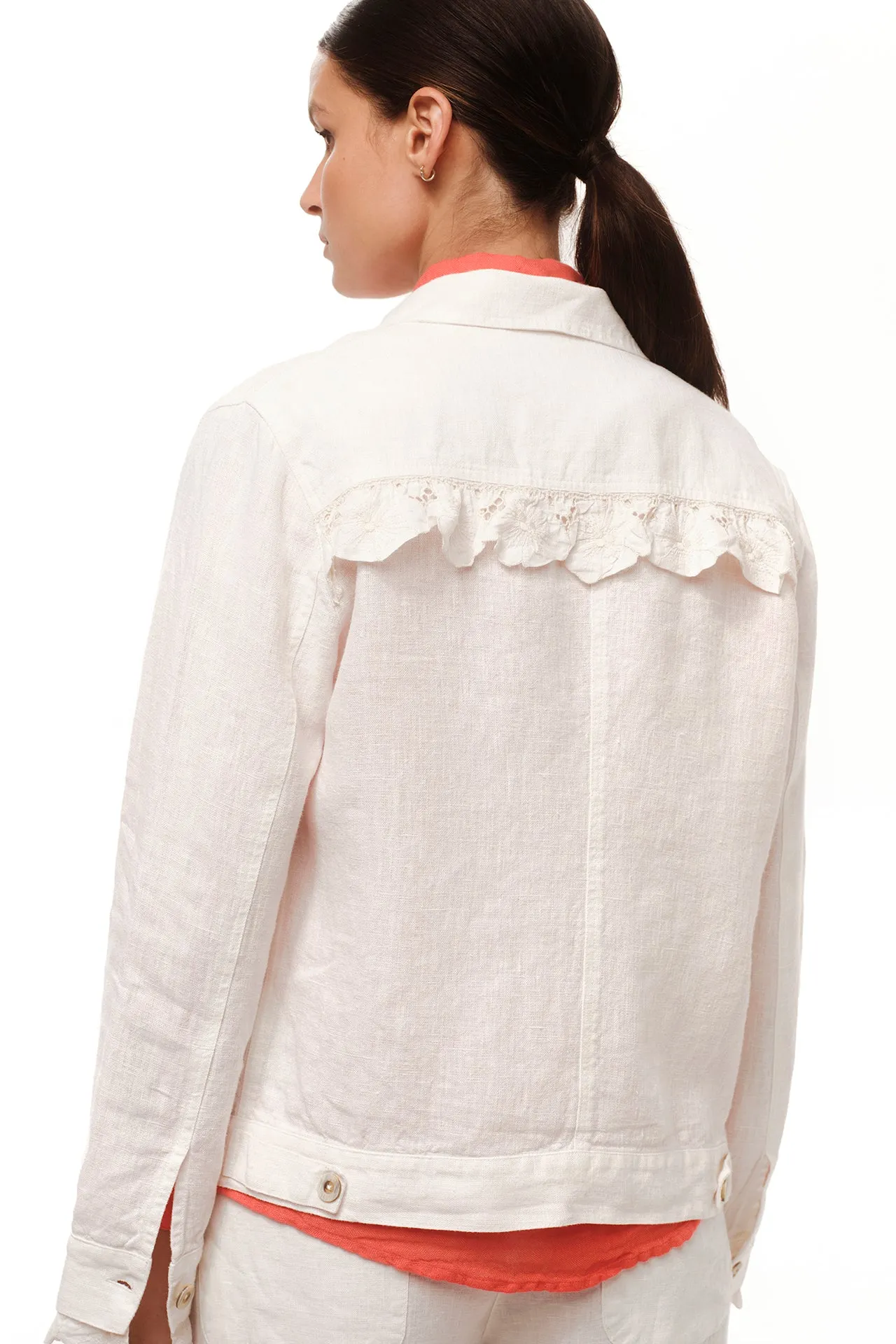 Flap Pocket Linen Jacket White