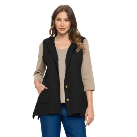 Focus Fashion Hooded Waffle Vest in Black - FW-144-BLK