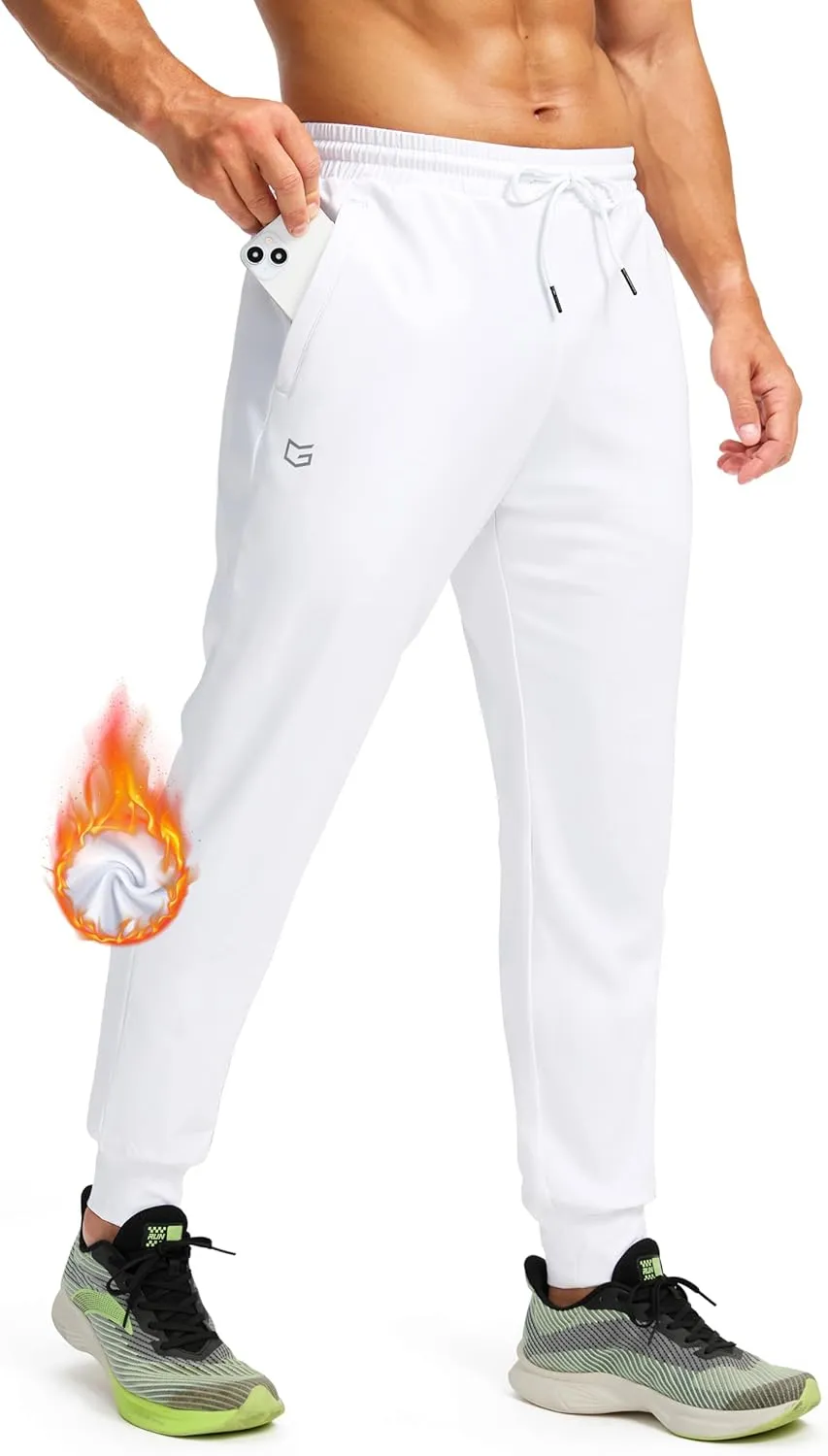 G Gradual Men's Fleece Joggers with Zipper Pockets Winter Warm Pants Water Resistant Athletic Workout Gym Sweatpants for Men