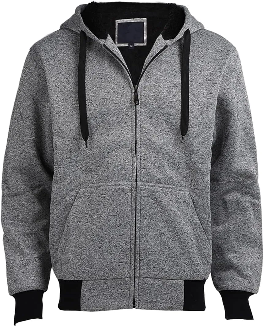 Gary Com Heavyweight Sherpa Hoodies for Men, Thick Fleece Lined Full Zip Up Winter Warm Sweatshirts Work Jackets