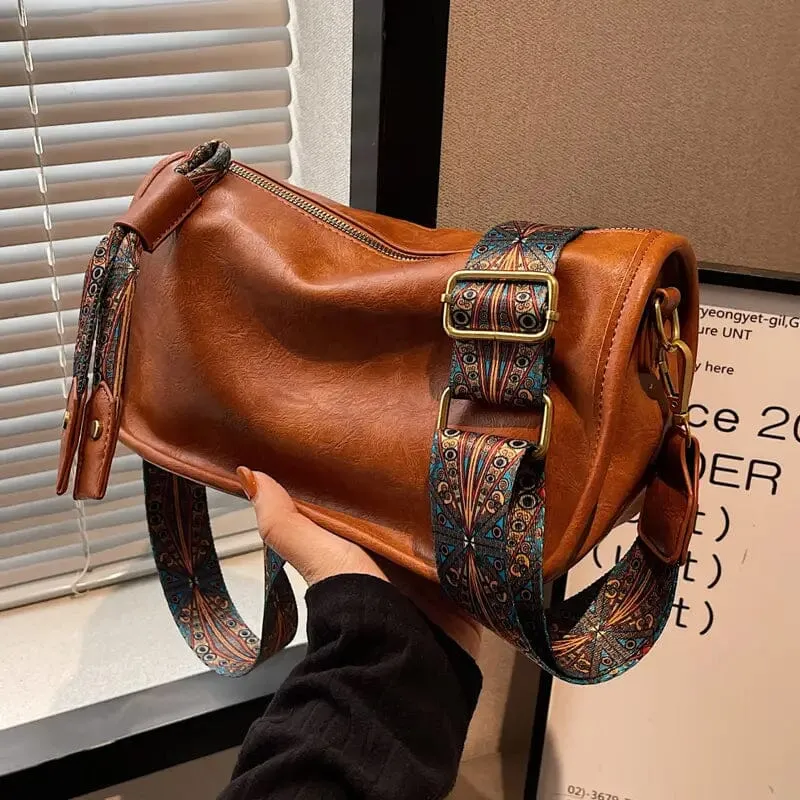 Graphic Pattern Zipper Crossbody Bag