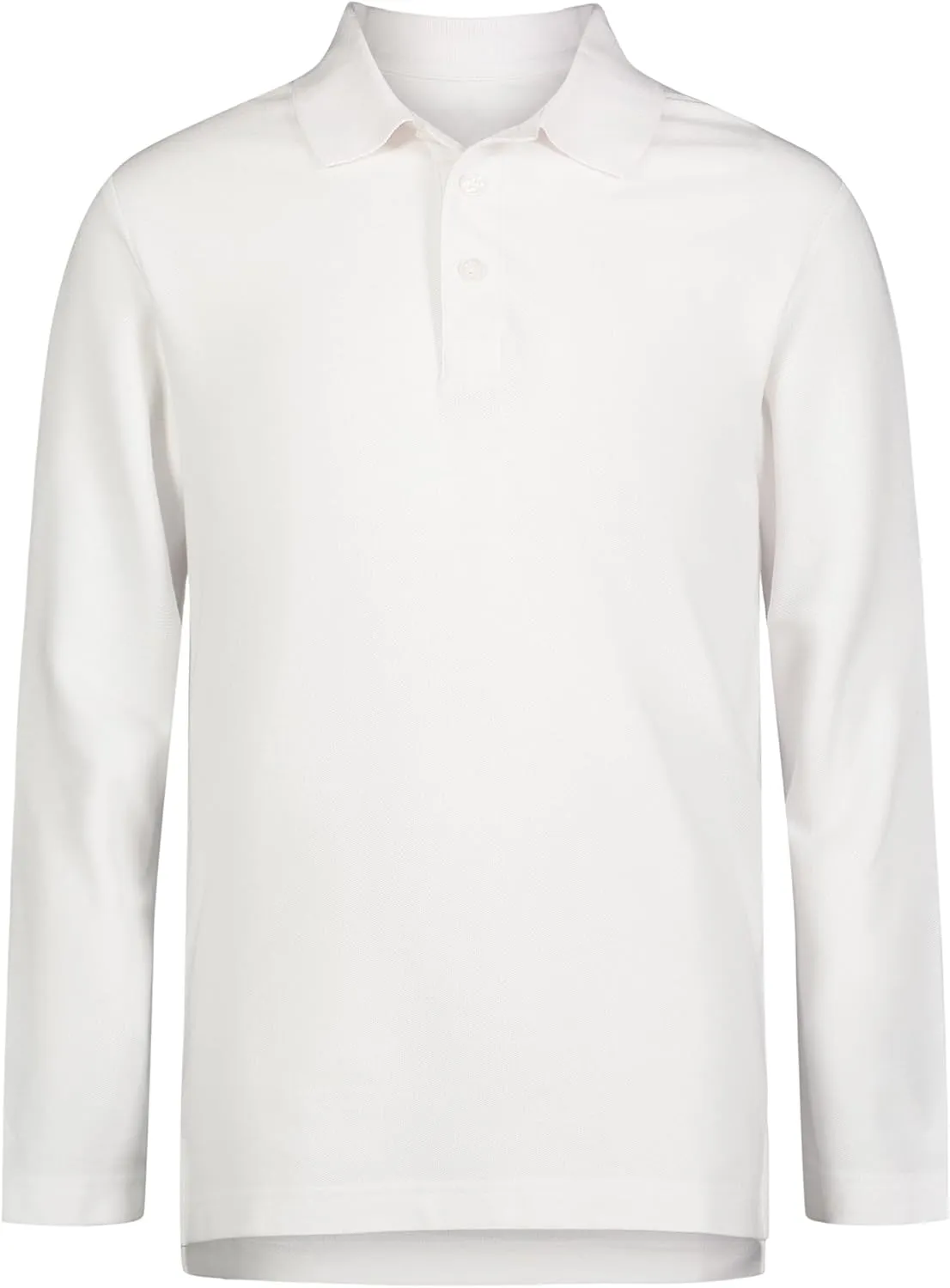 IZOD Boys' School Uniform Adaptive Long Sleeve Polo Shirt, Velcro Closure & Faux Buttons, Comfortable Pique Fabric