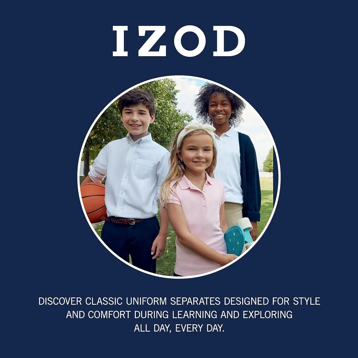 IZOD Boys' School Uniform Adaptive Long Sleeve Polo Shirt, Velcro Closure & Faux Buttons, Comfortable Pique Fabric