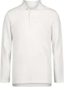 IZOD Boys' School Uniform Adaptive Long Sleeve Polo Shirt, Velcro Closure & Faux Buttons, Comfortable Pique Fabric
