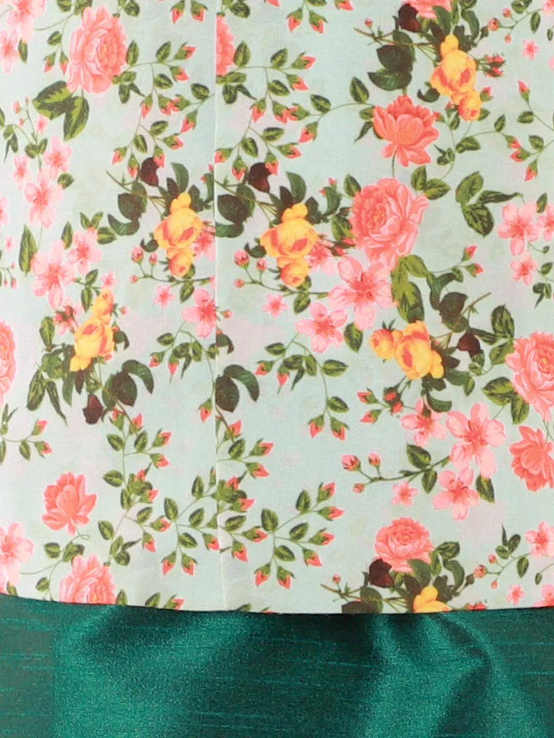 Jashvi Boys Aqua Floral Printed Nehru Jacket