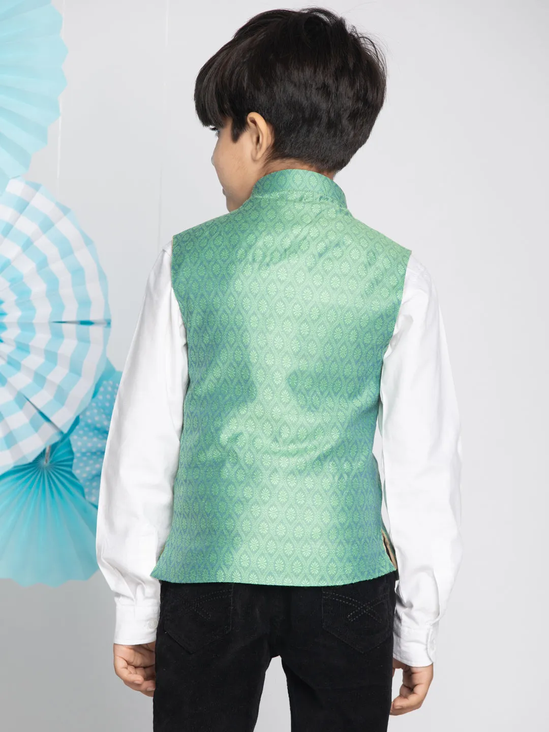 Jashvi Boys Green Nehru Jacket