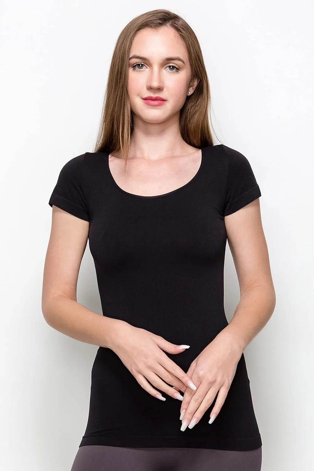 Kurve Scoop Neck Cap Sleeve Seamless Top, UV Protective Fabric UPF 50  (Made with Love in The USA)