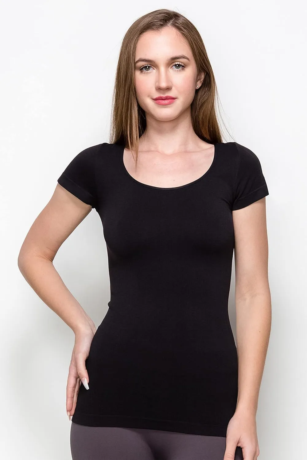 Kurve Scoop Neck Cap Sleeve Seamless Top, UV Protective Fabric UPF 50  (Made with Love in The USA)