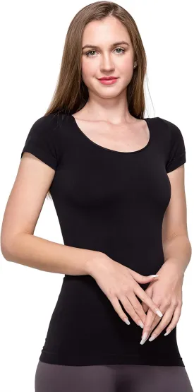 Kurve Scoop Neck Cap Sleeve Seamless Top, UV Protective Fabric UPF 50  (Made with Love in The USA)