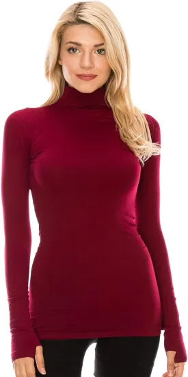 Kurve Womens Long Sleeve Mock Neck Warm T-Shirt, UV Protective Fabric UPF 50  (Made with Love in The USA)