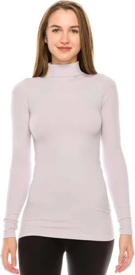 Kurve Womens Long Sleeve Mock Neck Warm T-Shirt, UV Protective Fabric UPF 50  (Made with Love in The USA)