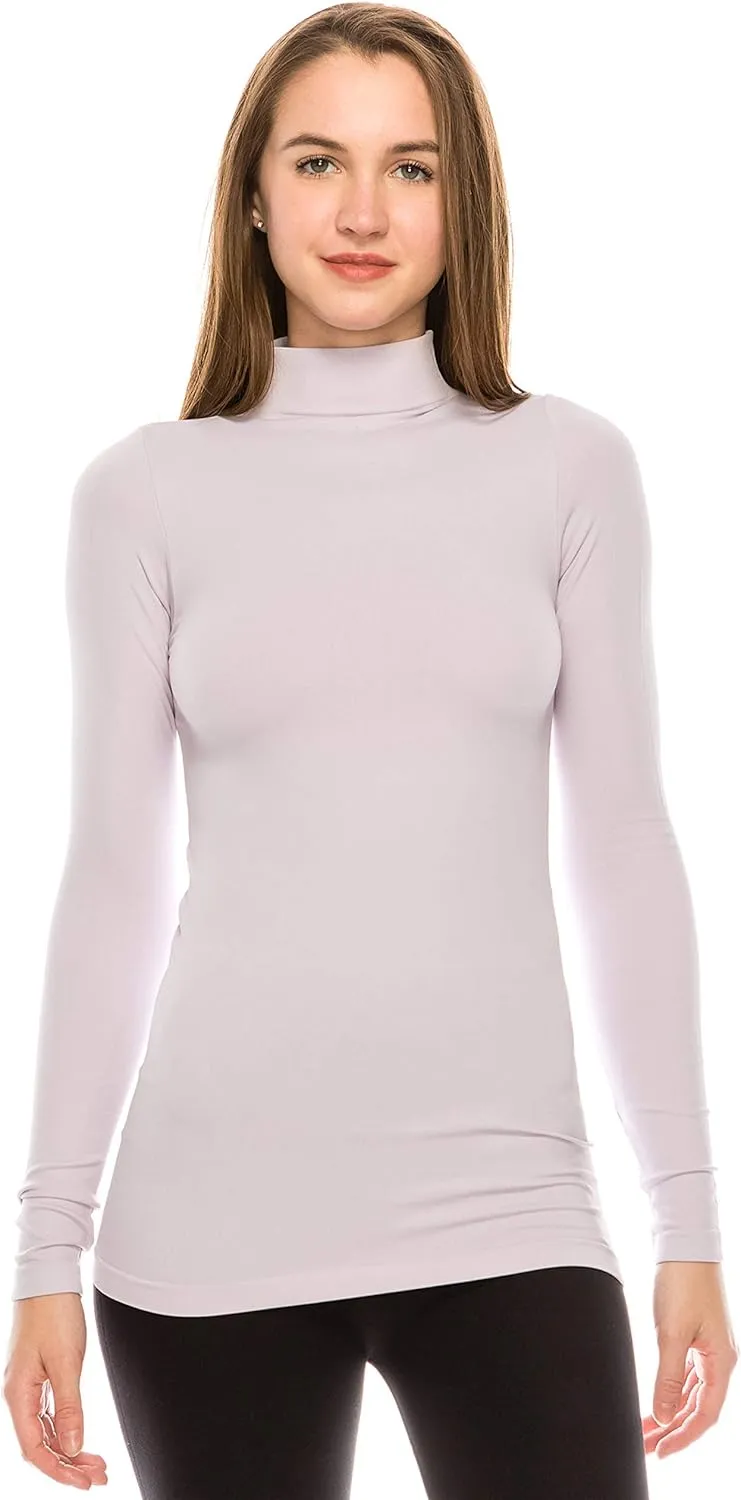 Kurve Womens Long Sleeve Mock Neck Warm T-Shirt, UV Protective Fabric UPF 50  (Made with Love in The USA)