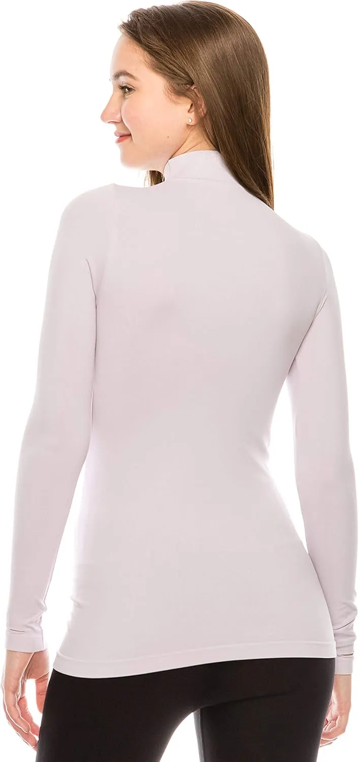 Kurve Womens Long Sleeve Mock Neck Warm T-Shirt, UV Protective Fabric UPF 50  (Made with Love in The USA)