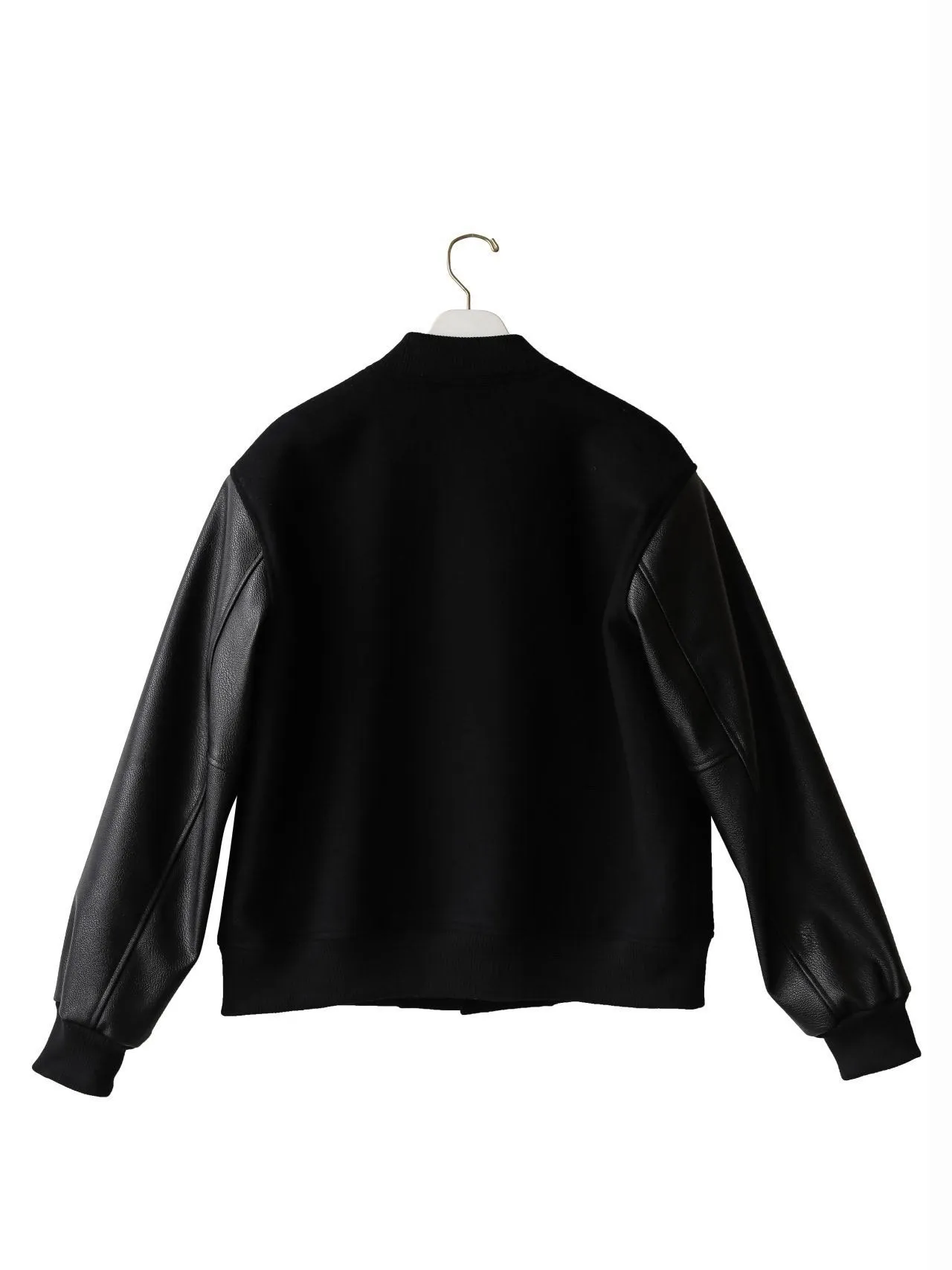 LEATHER SLEEVE WOOL STADIUM JACKET