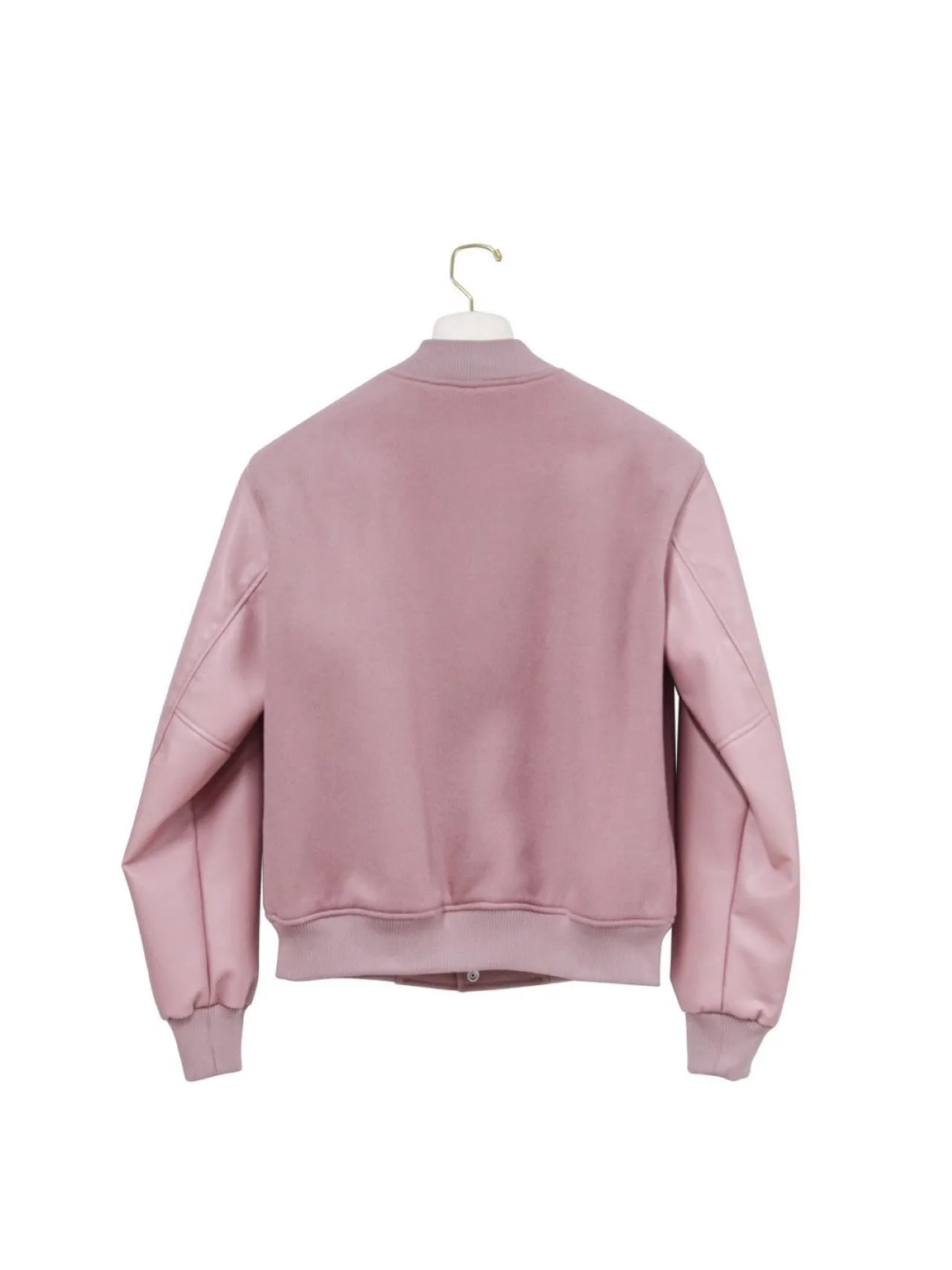 LEATHER SLEEVE WOOL STADIUM JACKET