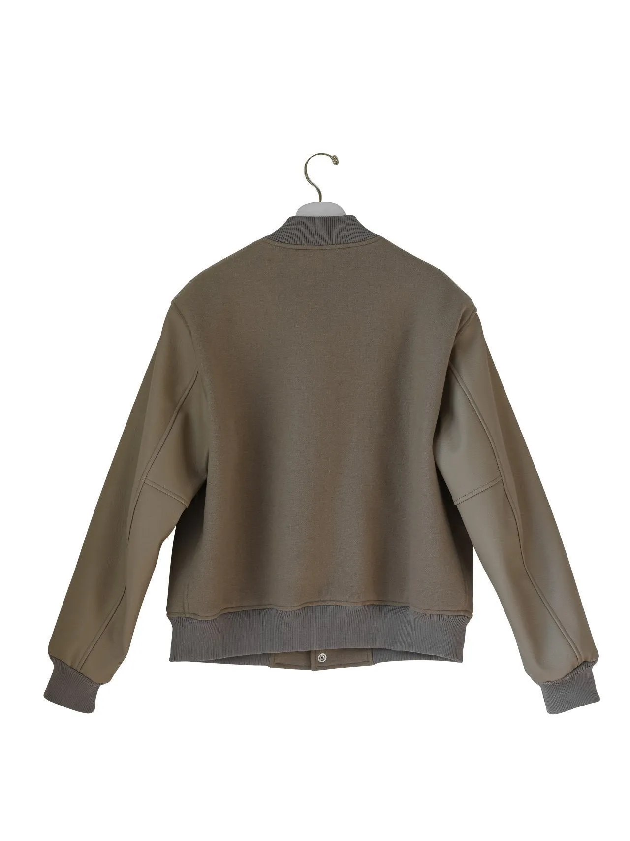 LEATHER SLEEVE WOOL STADIUM JACKET