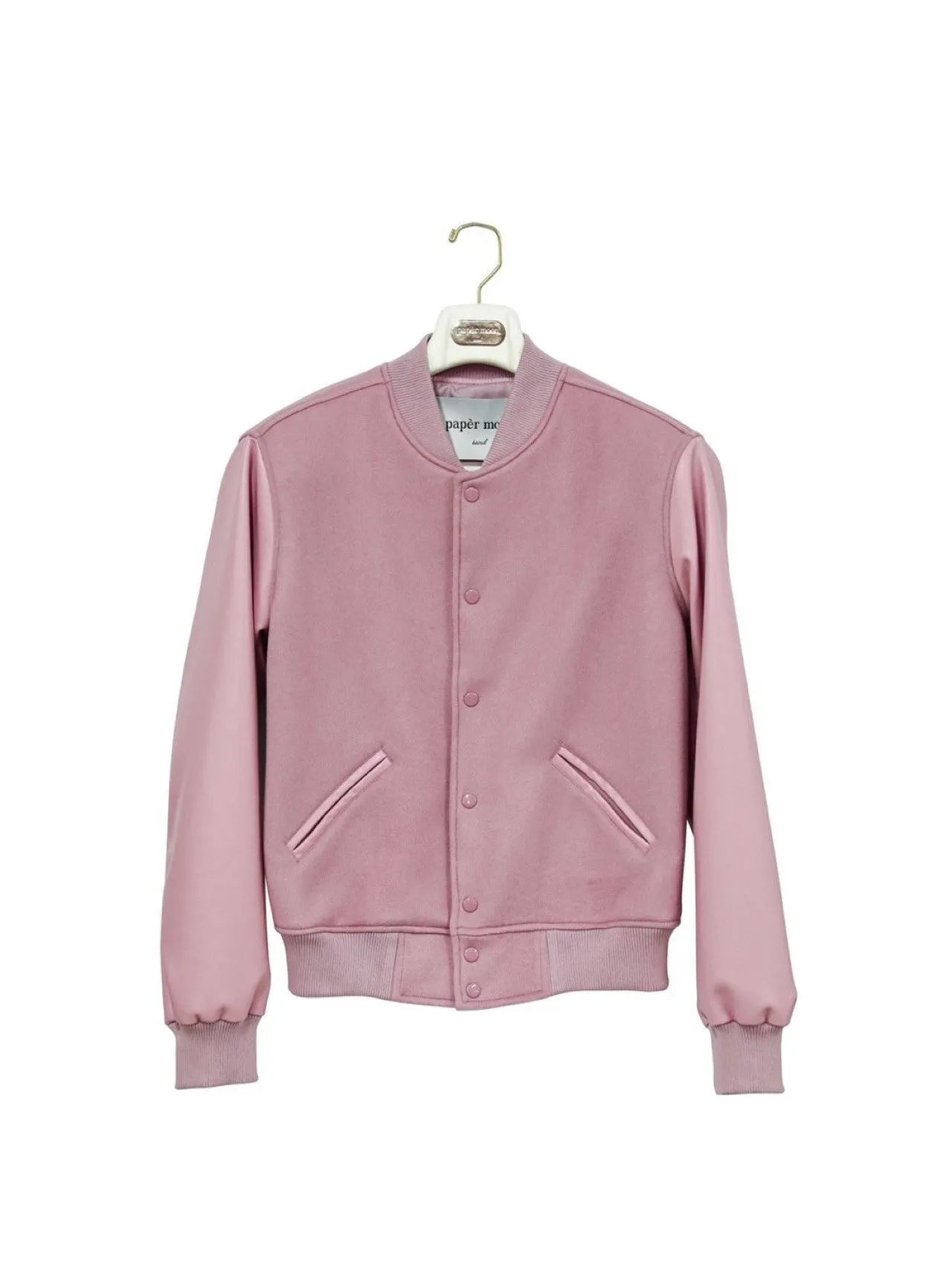 LEATHER SLEEVE WOOL STADIUM JACKET