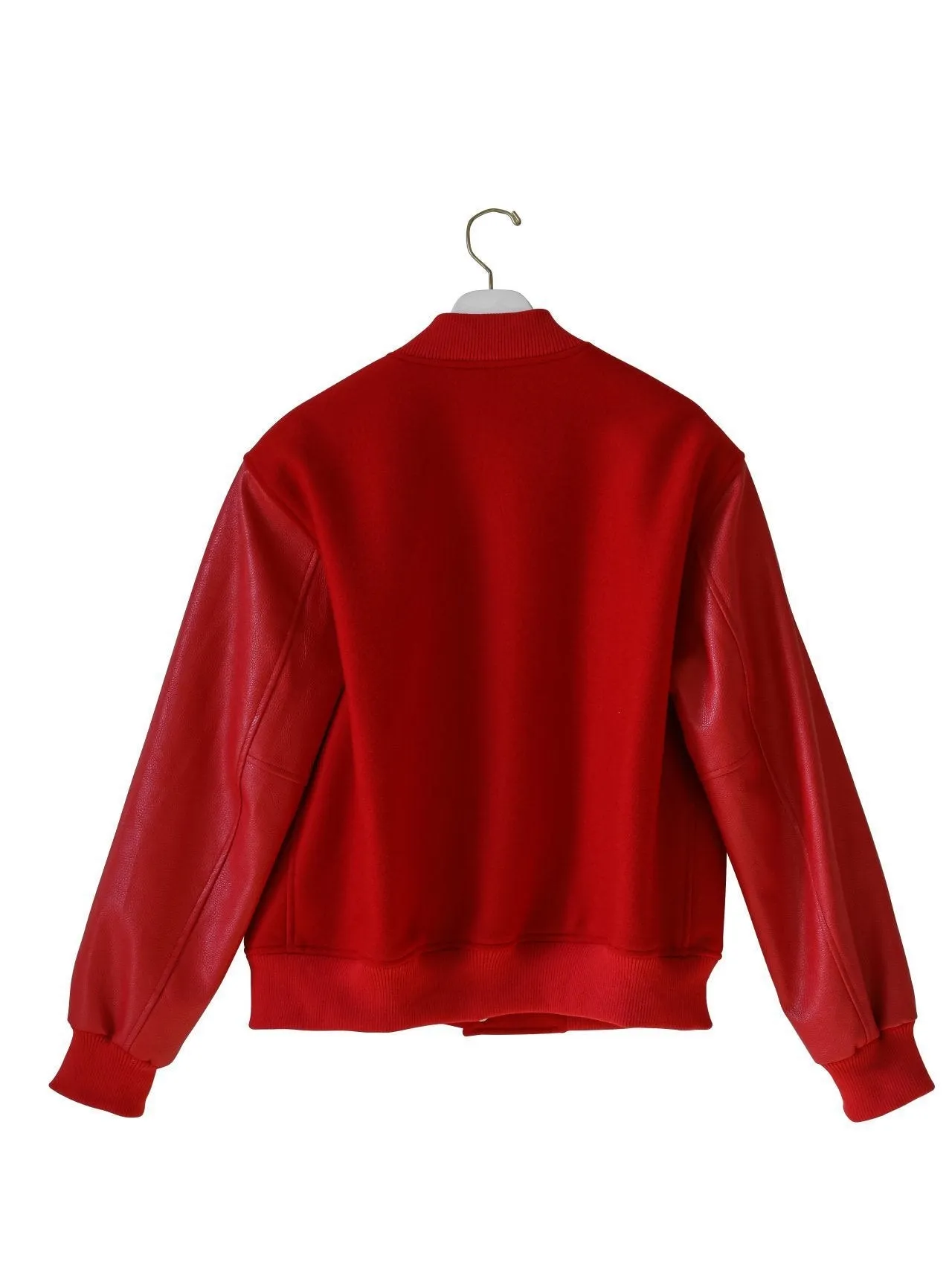 LEATHER SLEEVE WOOL STADIUM JACKET