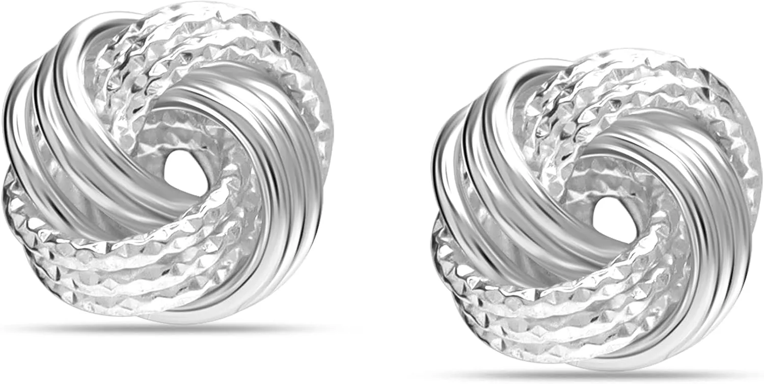 LeCalla 925 Sterling Silver Love-Knot Earring Stud Jewelry Italian Design Lightweight Twisted Love Knot Stud Earrings for Women